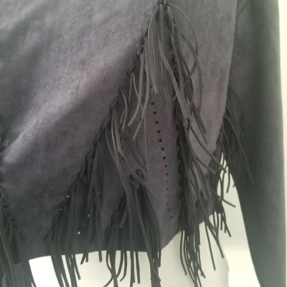 Market Cropped Blue Suede Top Sz Large - Picture 8 of 13